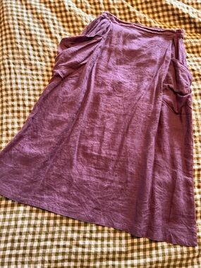 Lintico comfort fit elastic waist linen skirt big pockets orchid purple S VGUC